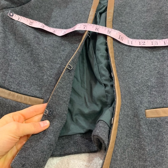 Maje wool faux leather trim jacket - Picture 4 of 6